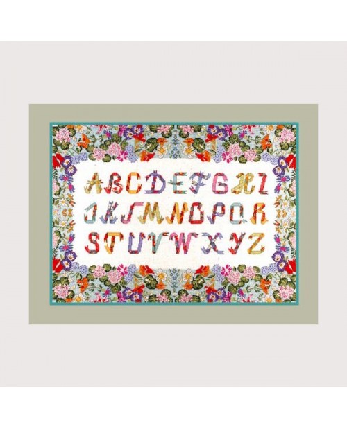 Sampler with flower border