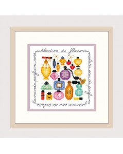 Perfumes. Counted cross stitch embroidery. Coloured bottles of perfumes. Le Bonheur des Dames 2248