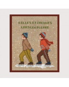 Picture embroidered in counted cross stitch. Kit - two boys skaters. Le Bonheur des Dames 2323
