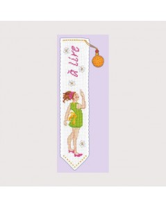 Bookmark with young girl in green dress and  word line "à lire" - "to read". Le Bonheur des Dames 4553