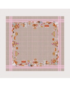 Tablecloth with sweets, pastries. Counted cross stitch embroidery kit. Le Bonheur des Dames 6036