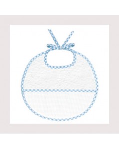 White terry bib with blue gingham edge and 7 pts/cm cotton Aida band to stitch. BAV12 Le Bonheur des Dames