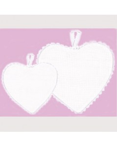 Ready-to-embroider heart made of white cotton Aïda with white edge. Big and small model. Le Bonheur des Dames CGPM15