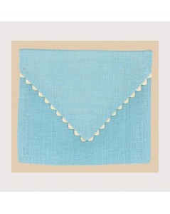 Pouch - envelope blue 12 thread/cm even-weave linen to embroider in counted stitch. Le Bonheur des Dames POC1