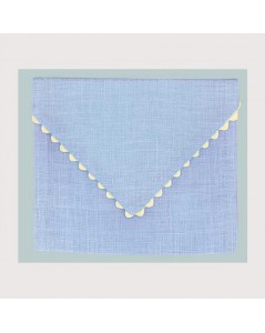 Pouch - envelope sky blue 12 thread/cm even-weave linen to embroider in counted stitch. Le Bonheur des Dames POC8
