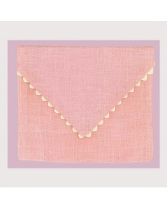 Pouch - envelope pink 12 thread/cm even-weave linen to embroider in counted stitch. Le Bonheur des Dames POC9