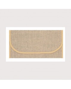 Pochette porte-serviette en étamine de lin naturel 12 fils/cm, bord beige. Le Bonheur des Dames psl1
