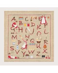 Alphabet Madame Cuisine. Counted cross stitch embroidery kit. Item n° 2667. Le Bonheur des Dames.