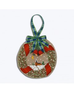 Decorative suspension embroidered by cross stitch. Christmas bauble with spruce garland Le Bonheur des Dames 2672