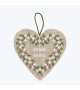 Counted cross stitch embroidery. Heart of white berries. Writing: Bonne Année. Le Bonheur des Dames 2717