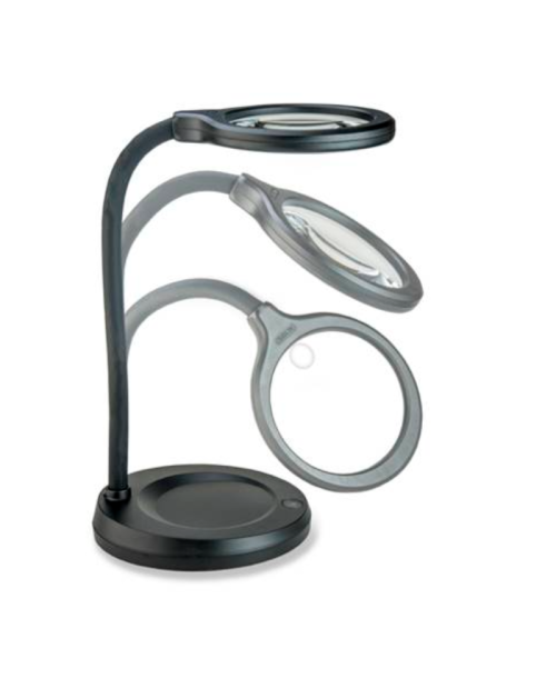 Lampe-Loupe de Bureaux Ultra Lumineuse à cou flexible permet de changer la position de la lentille. Carson LM-30EU