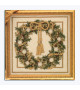 Embroidery kit. Christmas wreath decorated with holly, red berries, yellow cords. Just Cross Stitch J42141