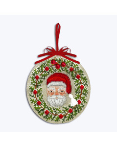 Hanging decoration embroidered by cross stitch. Christmas bauble with Santa-Calus's head. Le Bonheur des Dames 2678